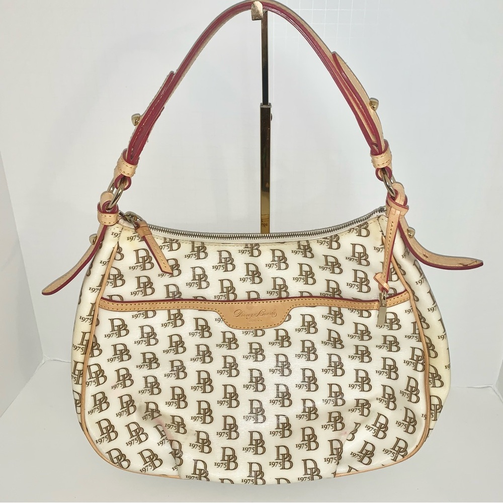 Dooney and Bourke 1975 collection signature cream patent leather shoulder bag - Picture 1 of 10